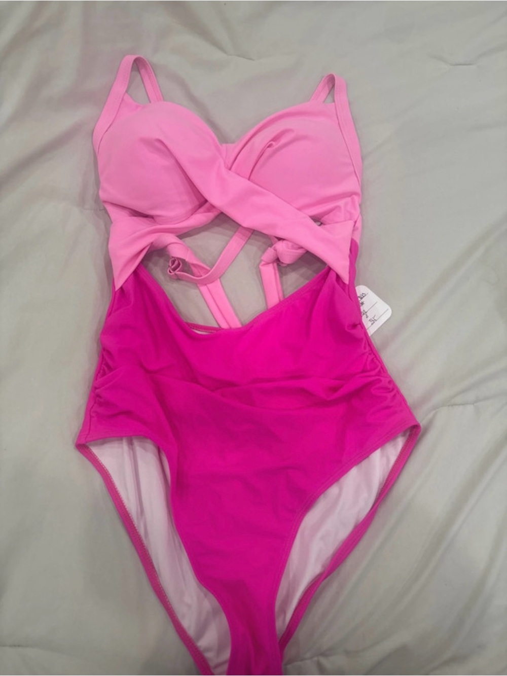 DAVI & DANI Two-Tone Hot Pink and Light Pink Swimsuit